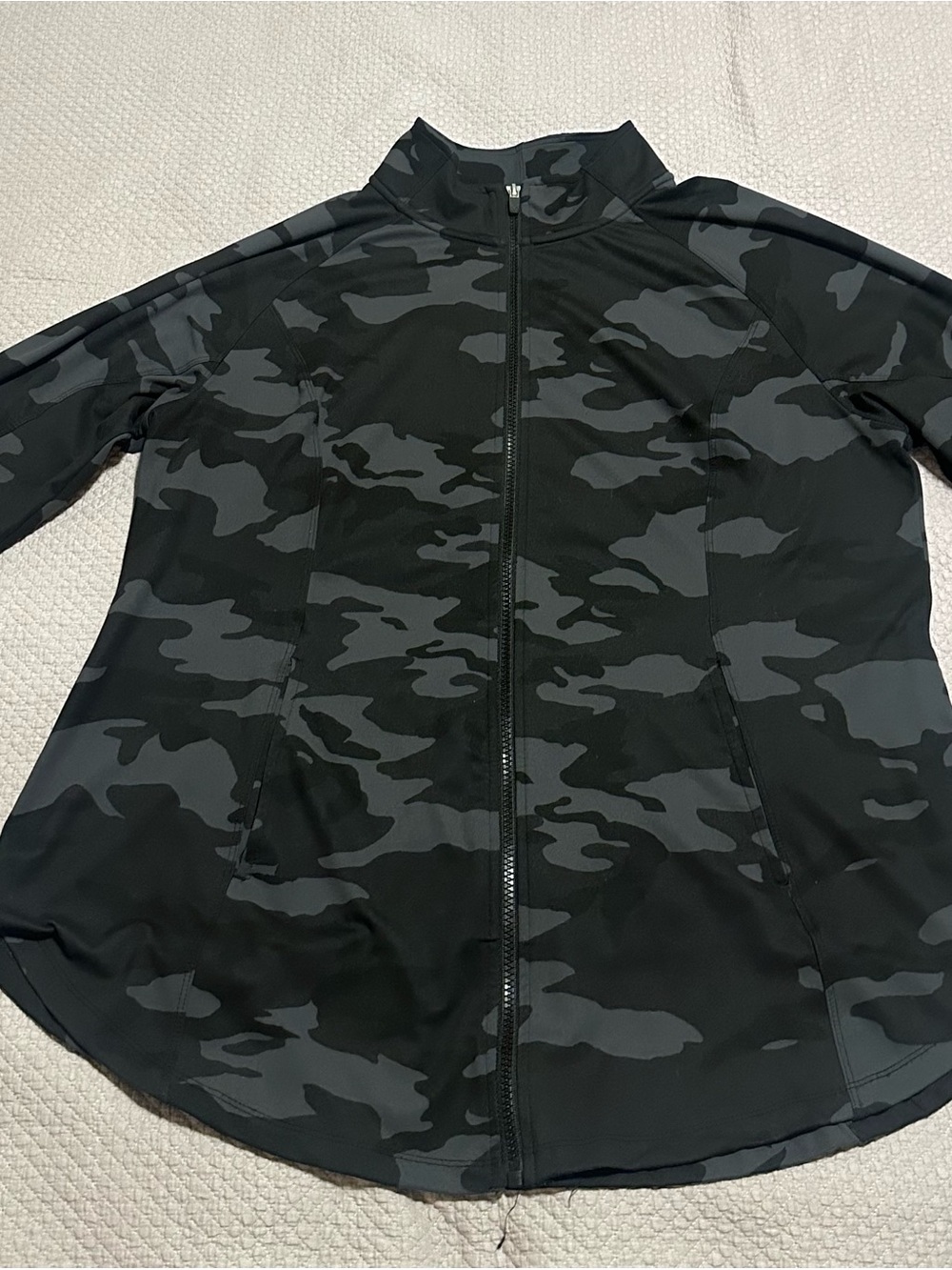 Lane Bryant Black & Gray Camo Lightweight Zip Jacket
